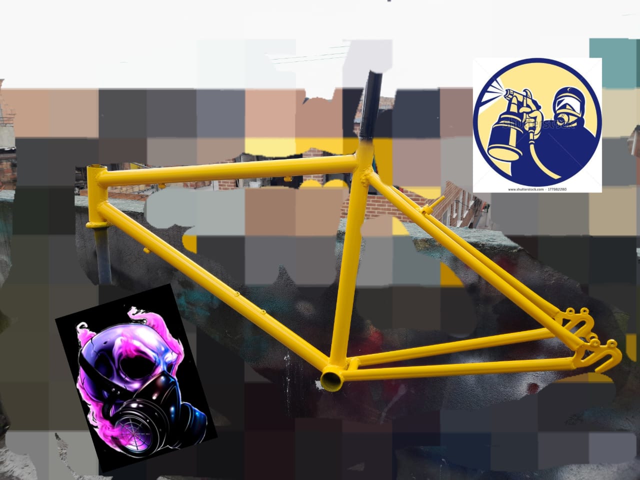 Bicicleta pintada de amarillo